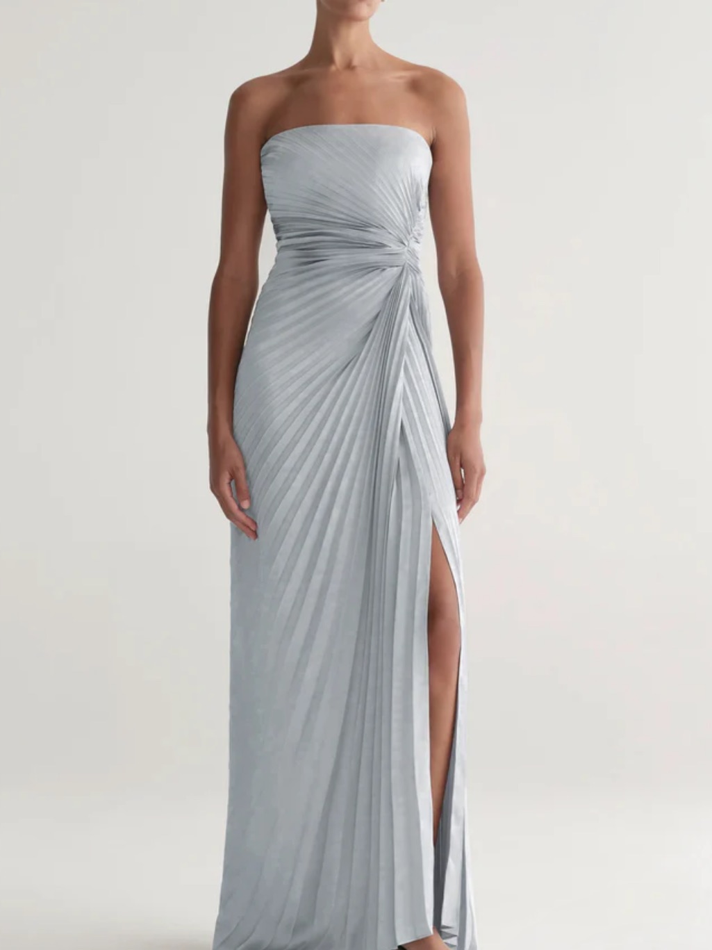Alc Layla Strapless Pleated Gown Full Length Dress Blue 6